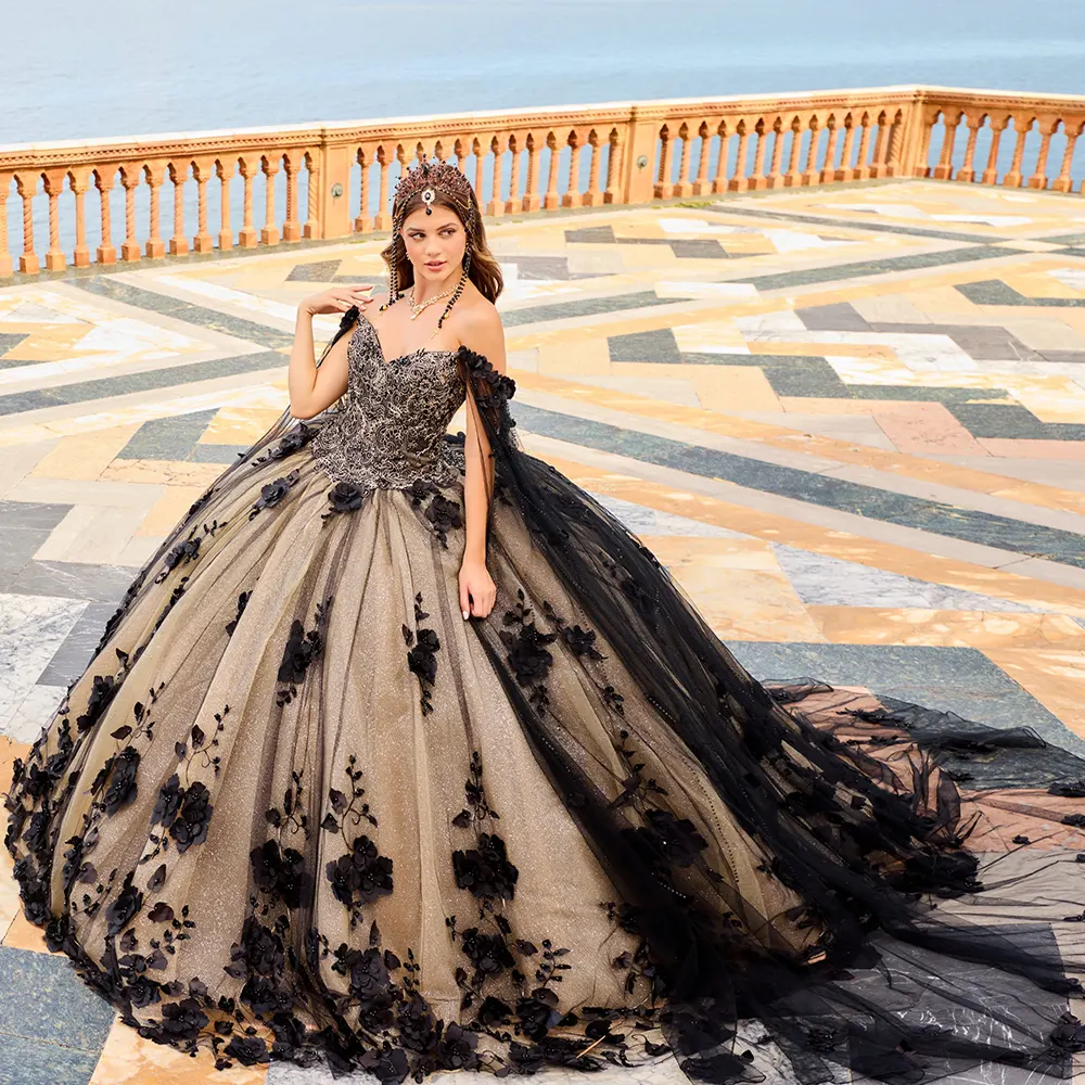 VESTIDO PR22021 Black Champagne