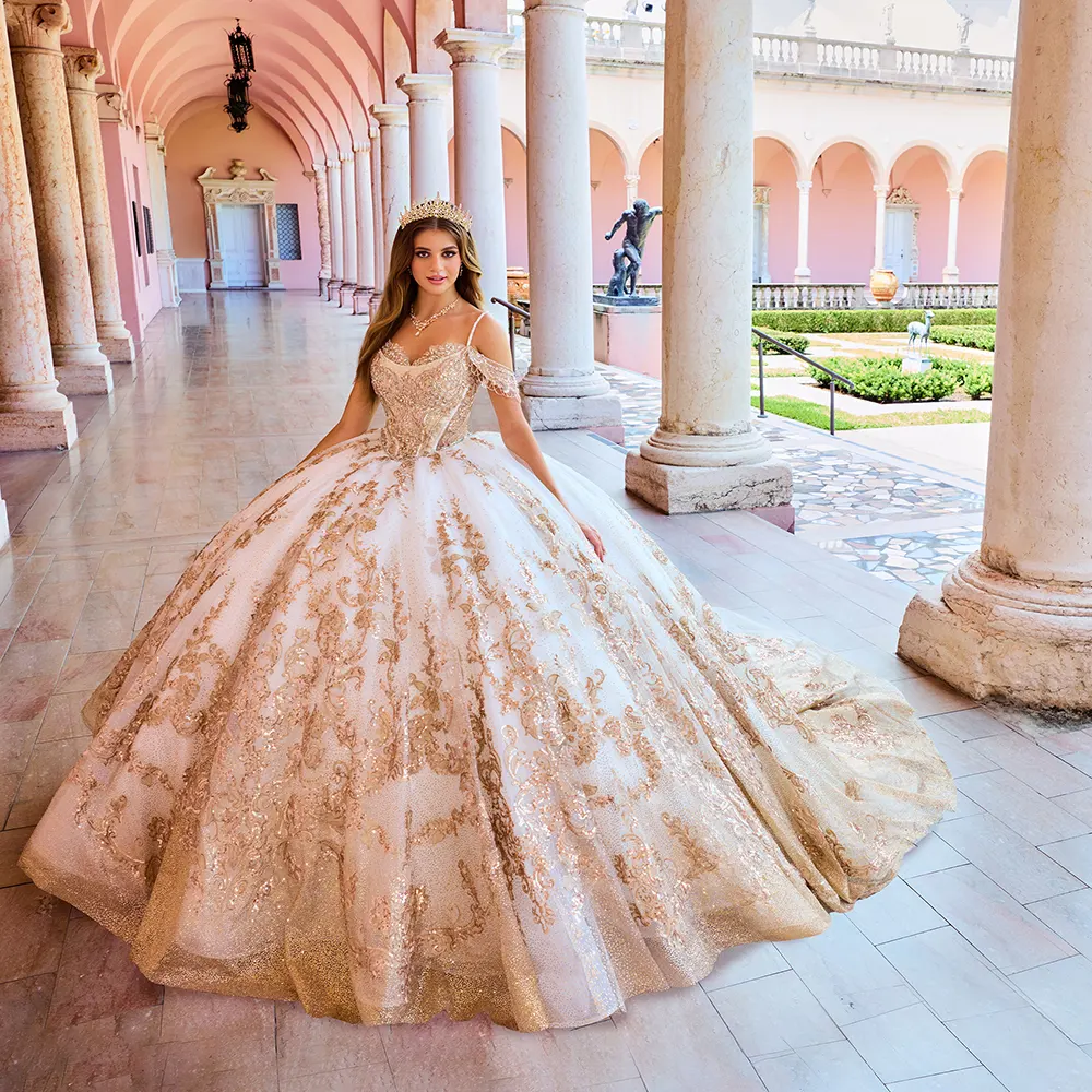 VESTIDO PR30153 Ivory Gold