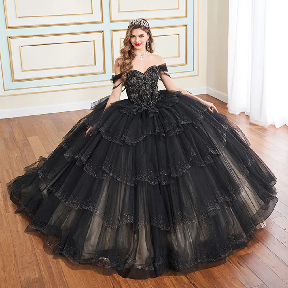 VESTIDO PR30160 Black Champagne