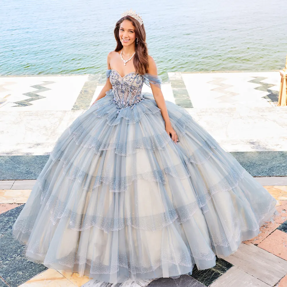 VESTIDO PR30160 Slate Champagne