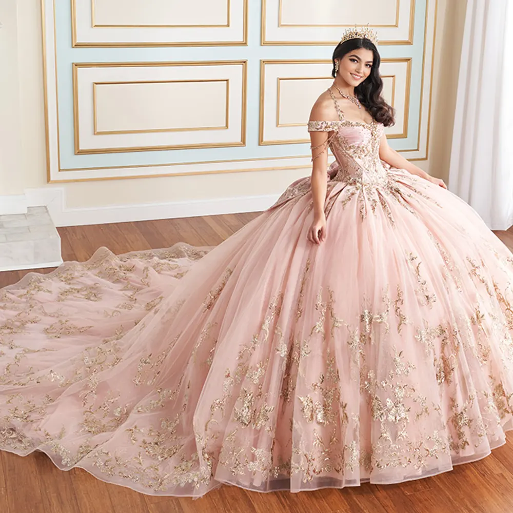VESTIDO PR30176 Rose Quartz Gold