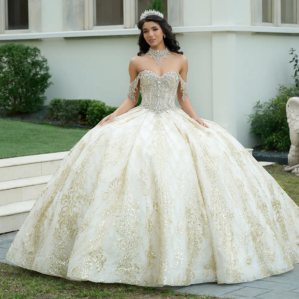 Vestido Q1052 Campaign Champagne Gold