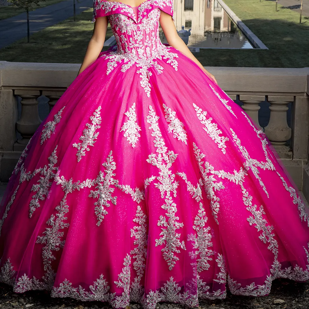 Vestido QA114 Fuchsia Silver